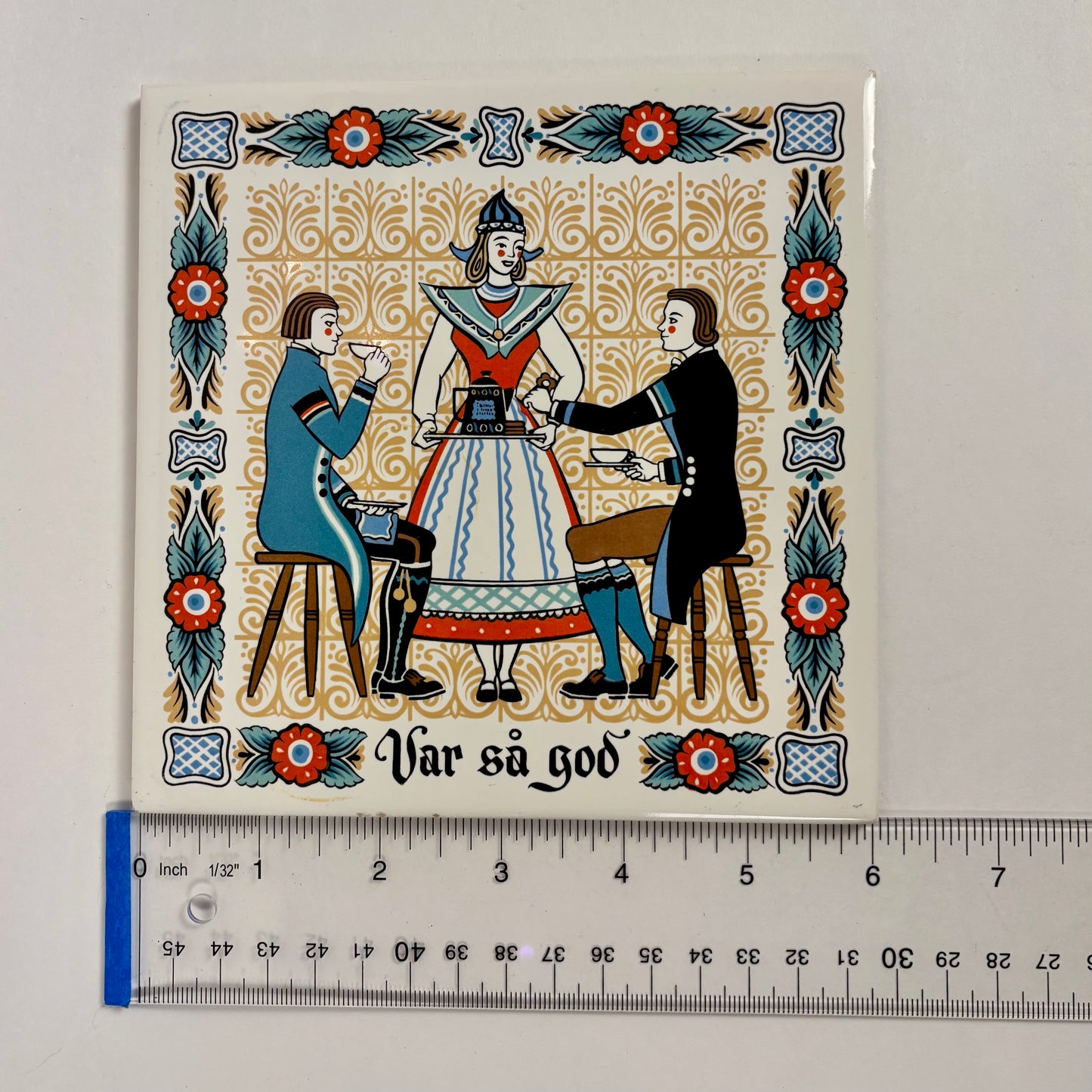 Vintage Berggren Trayner Scandinavian Folk Art |⋆˙⟡ | Ceramic Tile Wall Plaque, Set of 2