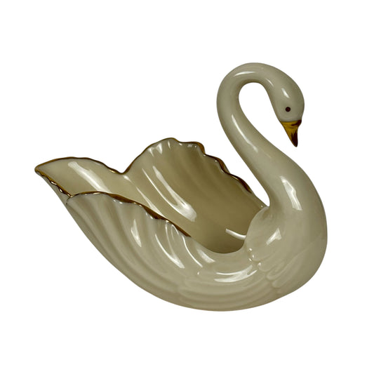 Vintage Lenox Ivory Swan Trinket Dish, Cake Topper, Gold Trim |⋆˙⟡| Made in USA