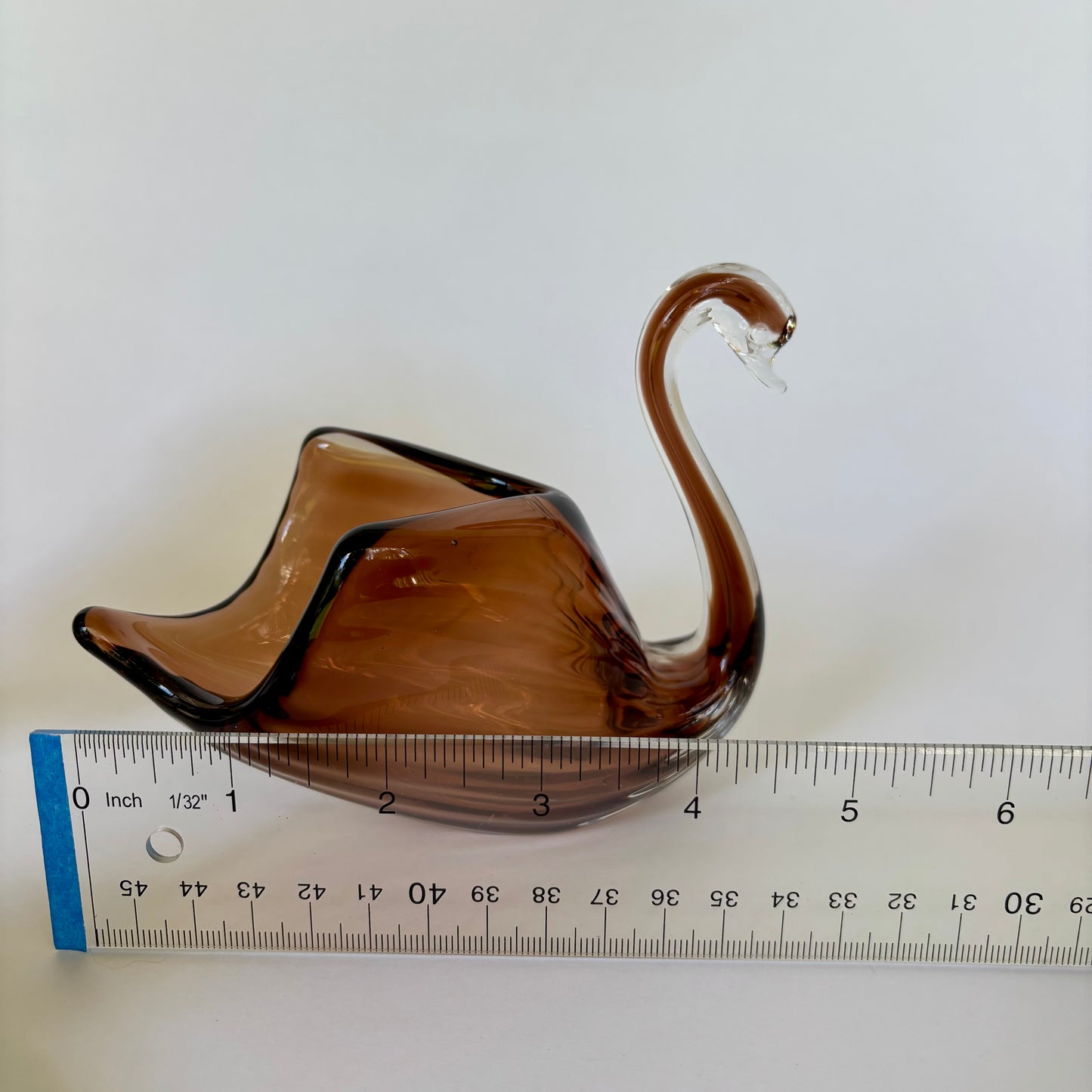 Vintage Amber Glass Swan |⋆˙⟡ | Mid Century Art Glass Bird Planter / Candy Dish