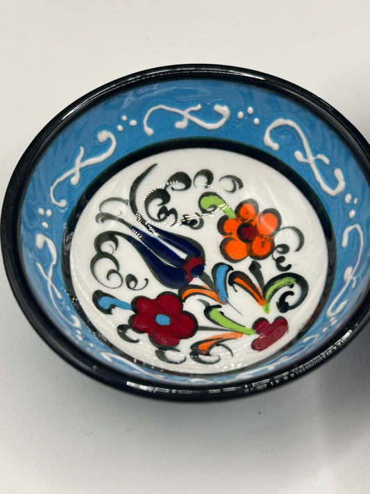 Hand Painted Tunisian Ceramic Dish + Small Decorative Bowl