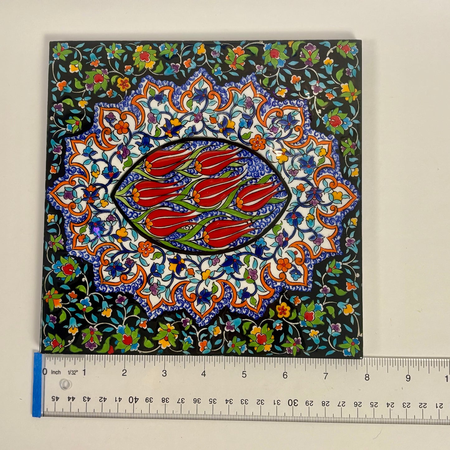 Decorative Turkish-Style Ceramic Tile |⋆˙⟡ | Floral Tulip Design
