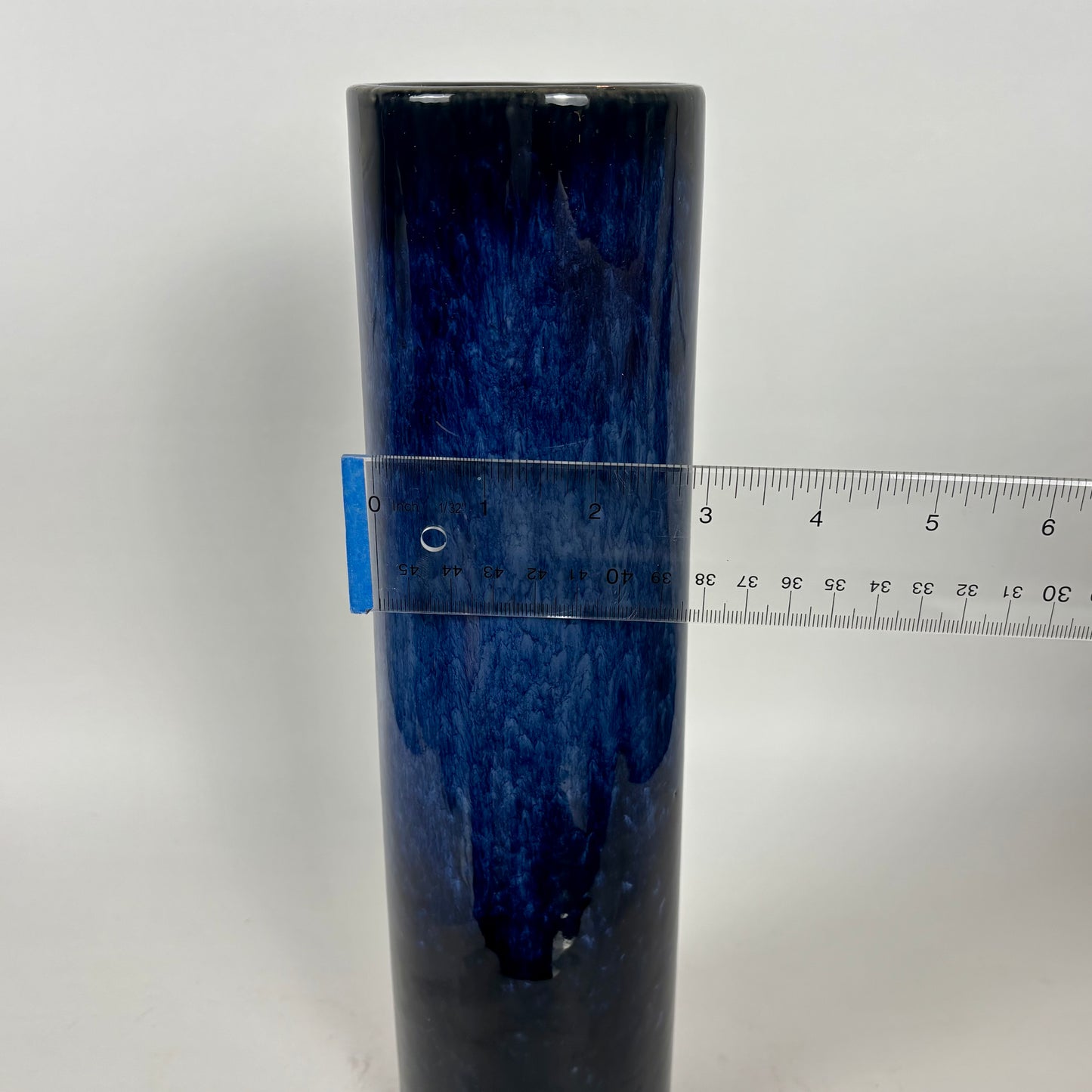 Vintage Japanese Cobalt Blue Drip Glaze Cylinder Vase |⋆˙⟡| Mid Century Modern Pottery
