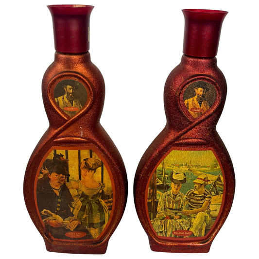Vintage Manet Art Glass Decanter Set |⋆˙⟡| Gare Saint-Lazare & Boating Party – Pair