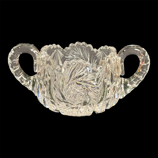 Vintage Cut Crystal Double Handle Bowl |⋆˙⟡| Starburst Design