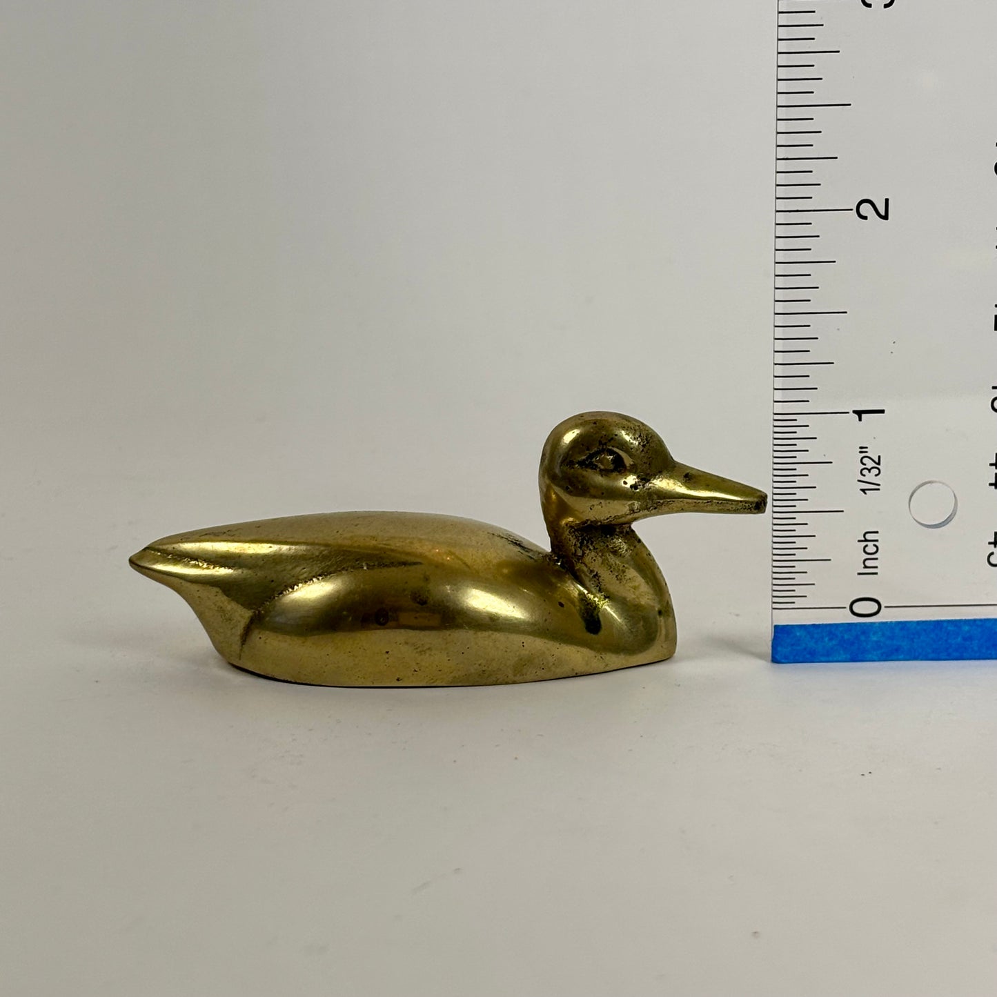 Vintage Brass Plated Duck Figurine ⋆˙⟡ Small Mid Century Duck / Brass Bird Shelf Decor