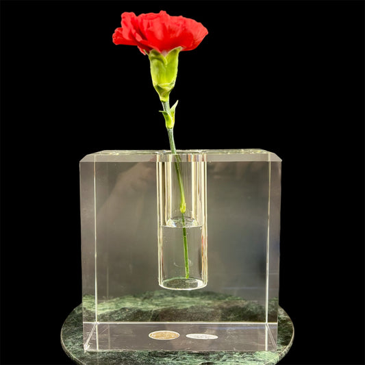 Vintage Heavy Crystal Bud Vase |⋆˙⟡ | Modernist Block Design