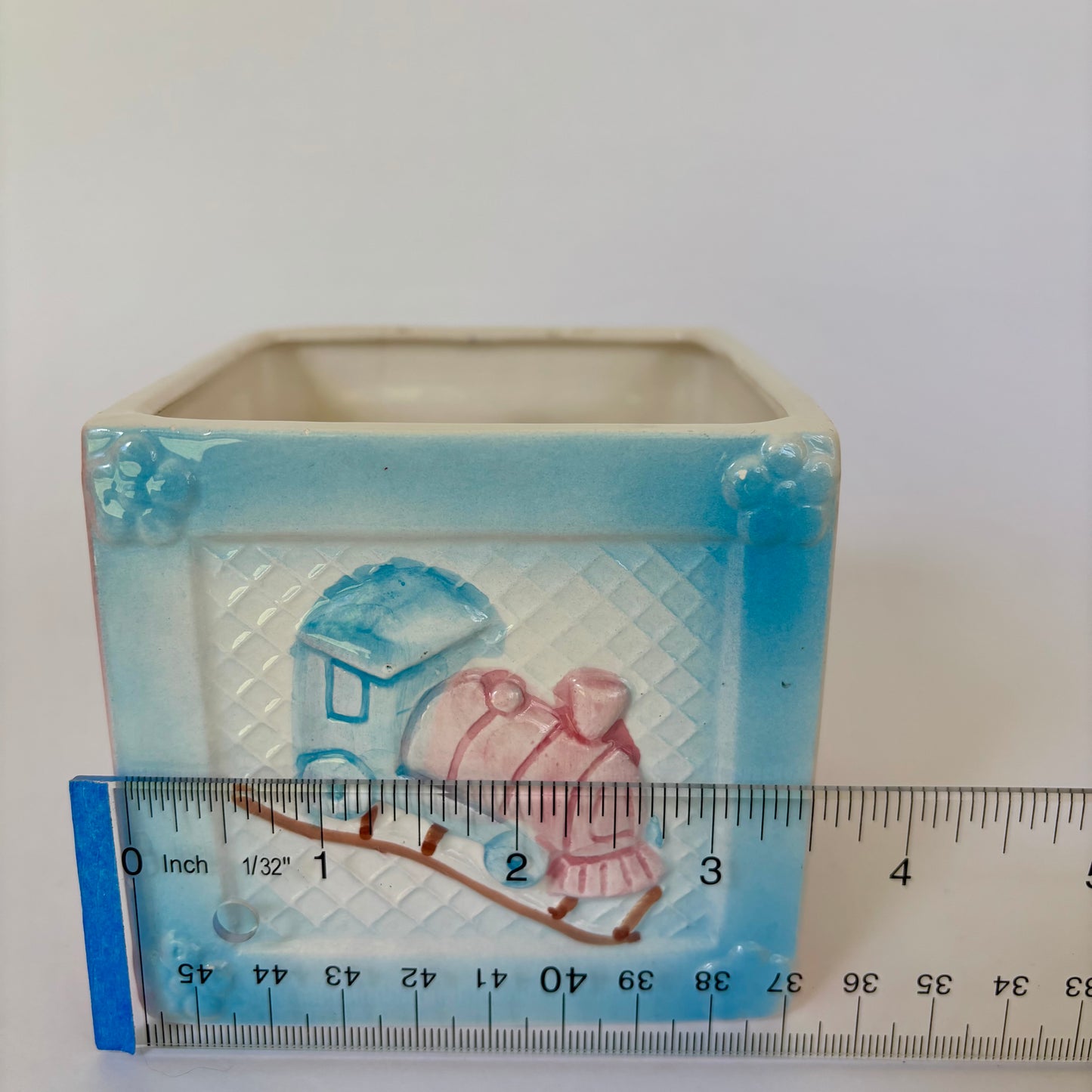 1984 Vintage My-Neil Baby Nursery Planter Cachepot |⋆˙⟡ | Pink Blue Teddy Bear Duck Train Ceramic Decor