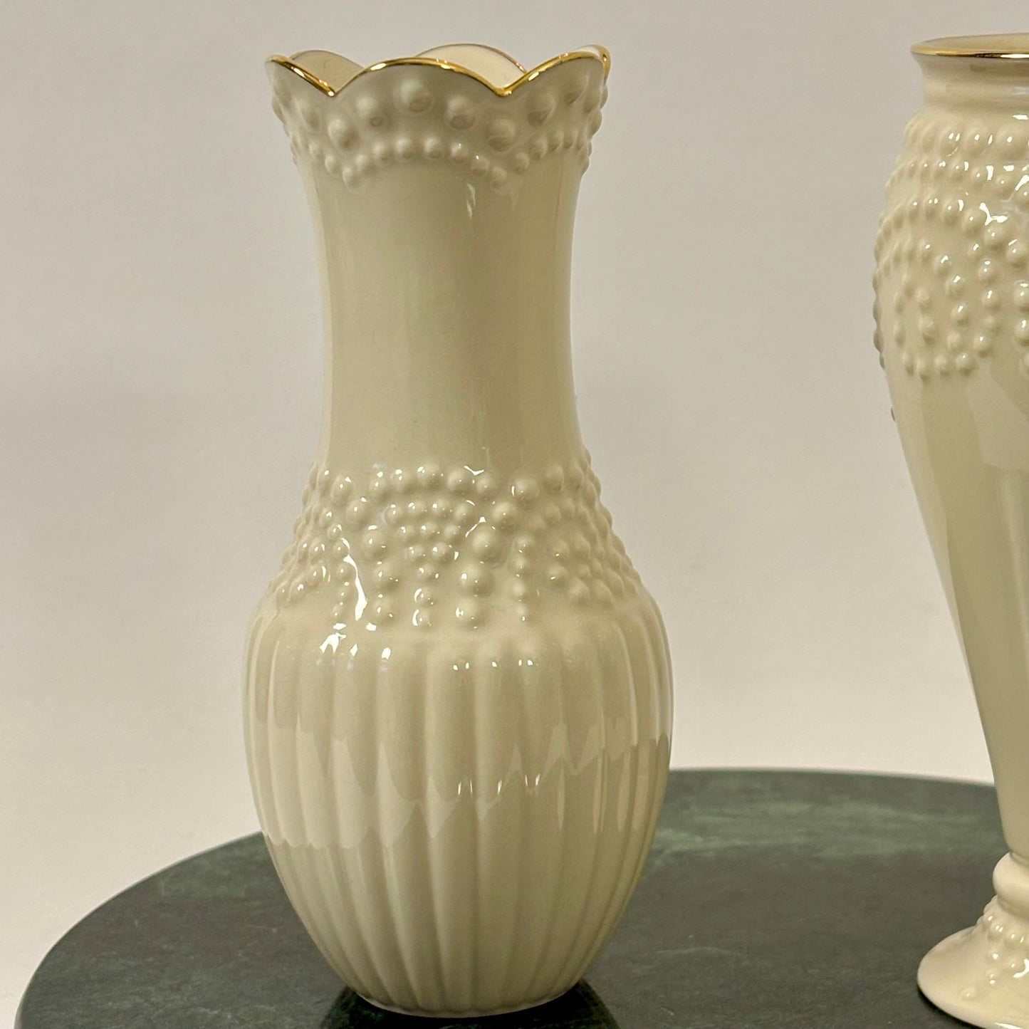 Vintage Lenox Ivory Vase Set ⋆˙⟡ Pair of Cream Porcelain Bud Vases with Gold Trim