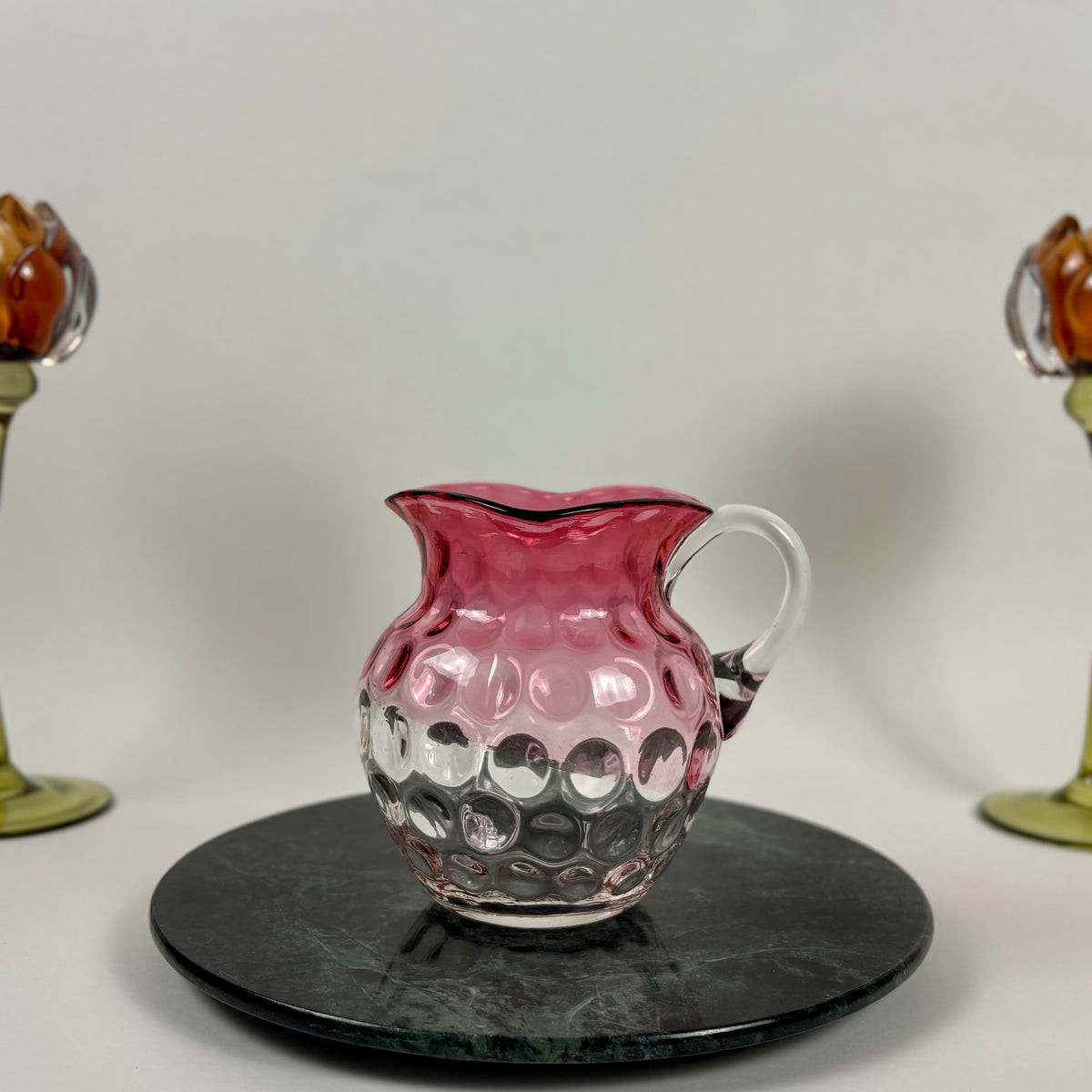 Antique Cranberry & Rubina Coin Dot, Spot Optic Glass |⋆˙⟡| Pitcher & Tumbler Set