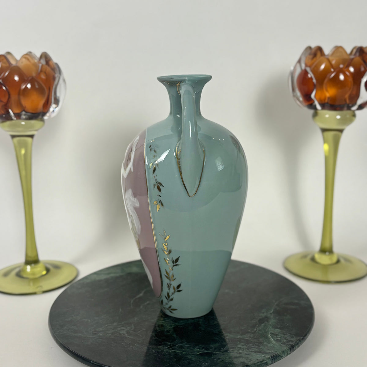 Antique Gebrüder Heubach Porcelain Cameo Vase |⋆˙⟡| Double Handle, Art Nouveau Vase