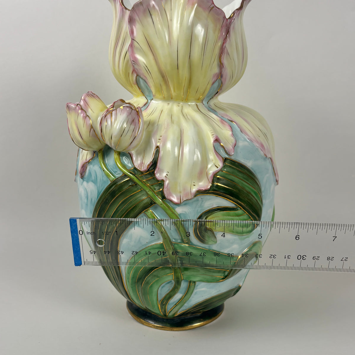 RARE Antique Vance Faience Co. & Wheeling Pottery |⋆˙⟡| Art Nouveau, Majolica Iris Vase