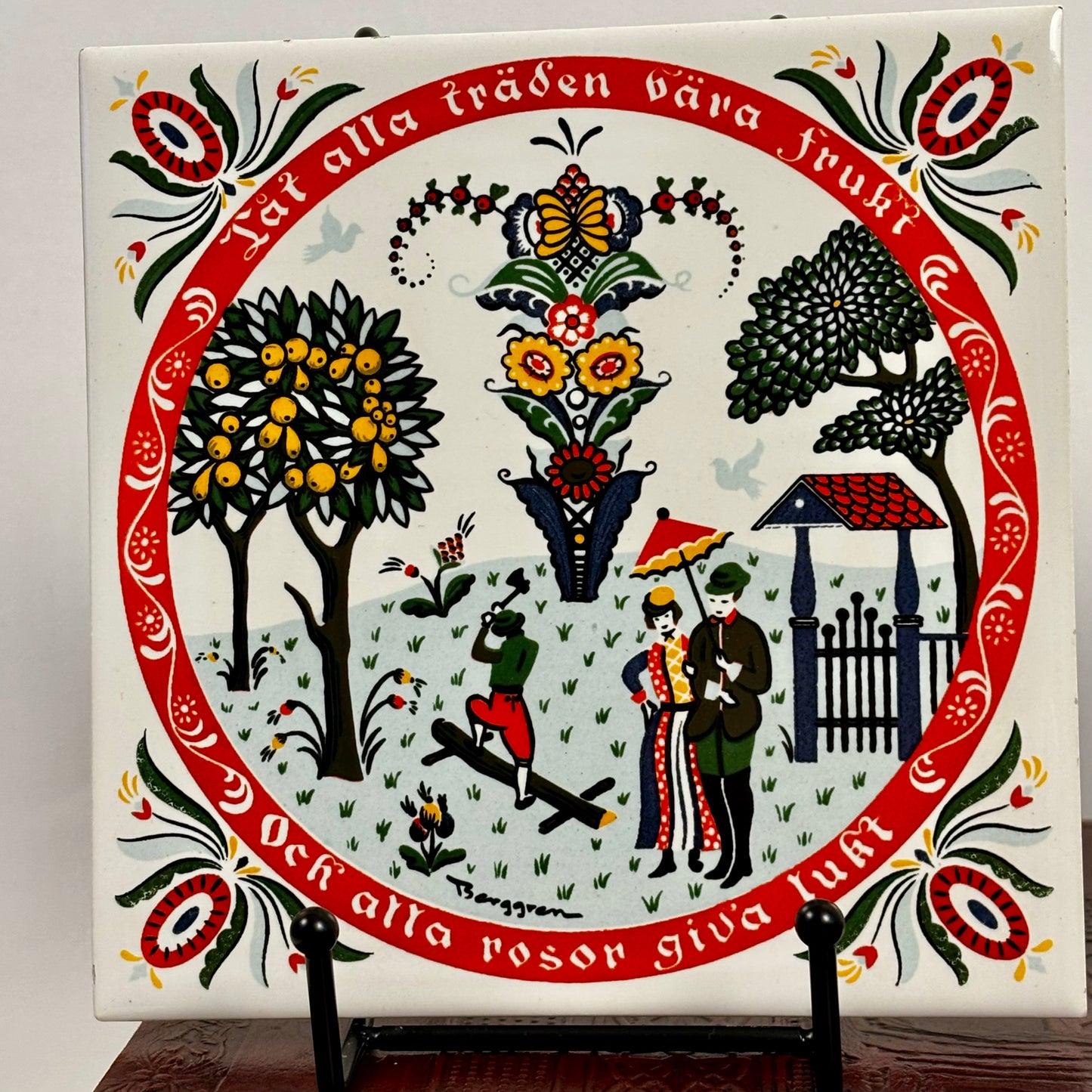 Vintage Berggren-Trayner Swedish Folk Art |⋆˙⟡ | Tile Wall Plaque, Set of 2