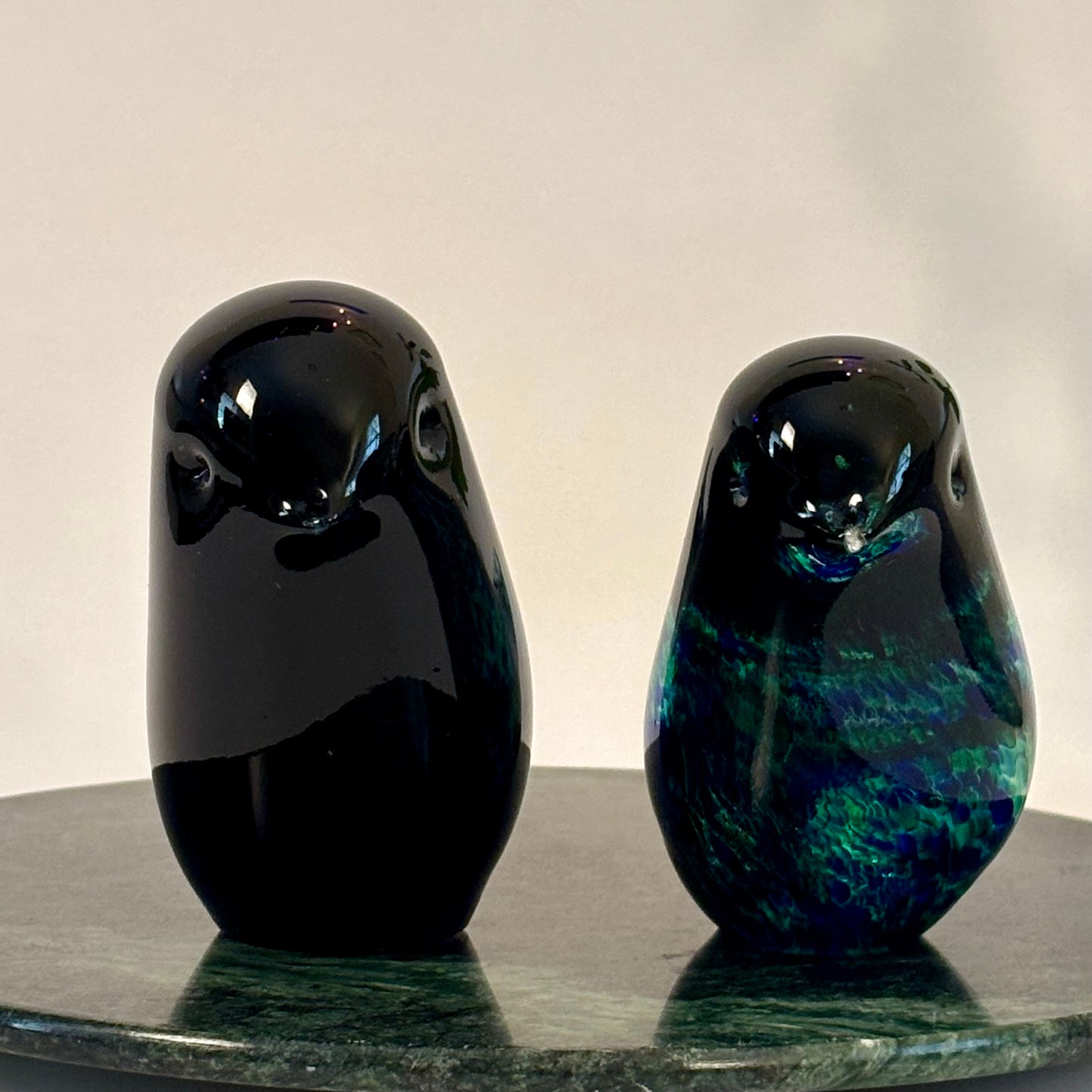 Vintage Wedgwood Glass Bird Figurines |⋆˙⟡ | Signed Blue & Teal Art Glass Bird Pair, Made in England