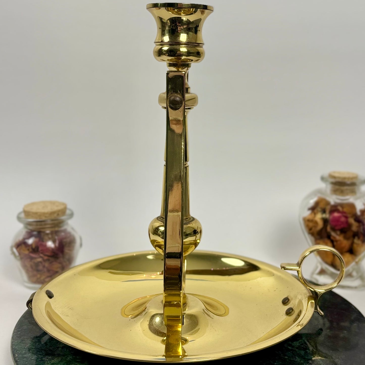 Vintage Baldwin Solid Brass Chamberstick Finger Candlestick |⋆˙⟡| Made in USA