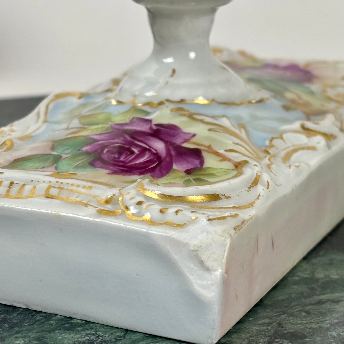 Vintage Porcelain Rose Paperweight |⋆˙⟡| with Gold Detail