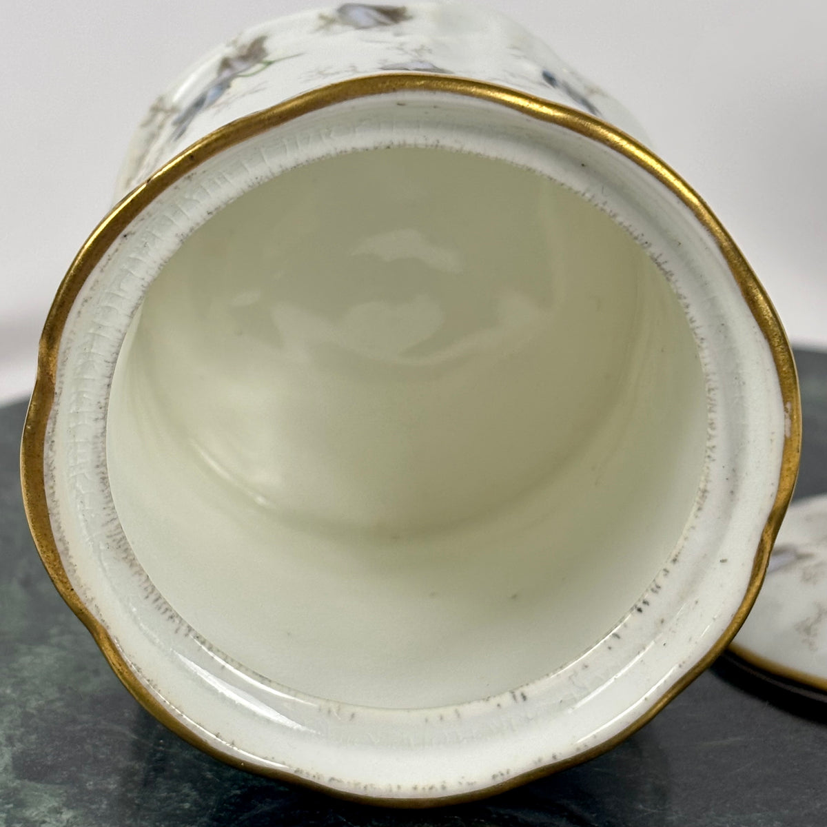 Antique Brown-Westhead, Moore & Co. Cauldon Porcelain Jar |⋆˙⟡| Blue Floral Lidded Vanity Jar