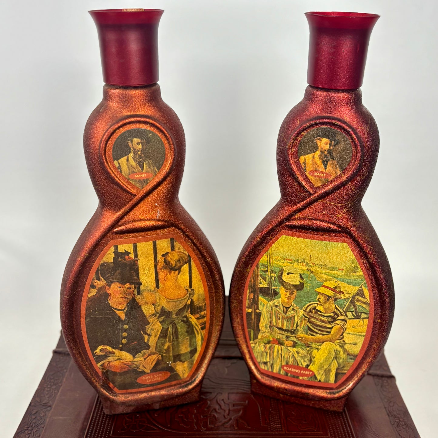 Vintage Manet Art Glass Decanter Set |⋆˙⟡| Gare Saint-Lazare & Boating Party – Pair
