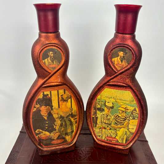 Vintage Manet Art Glass Decanter Set |⋆˙⟡| Gare Saint-Lazare & Boating Party – Pair