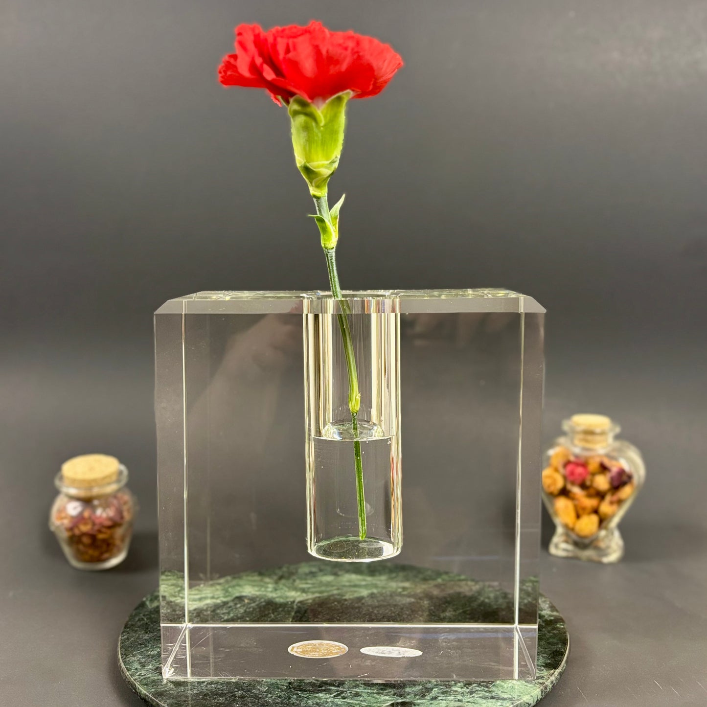 Vintage Heavy Crystal Bud Vase |⋆˙⟡ | Modernist Block Design