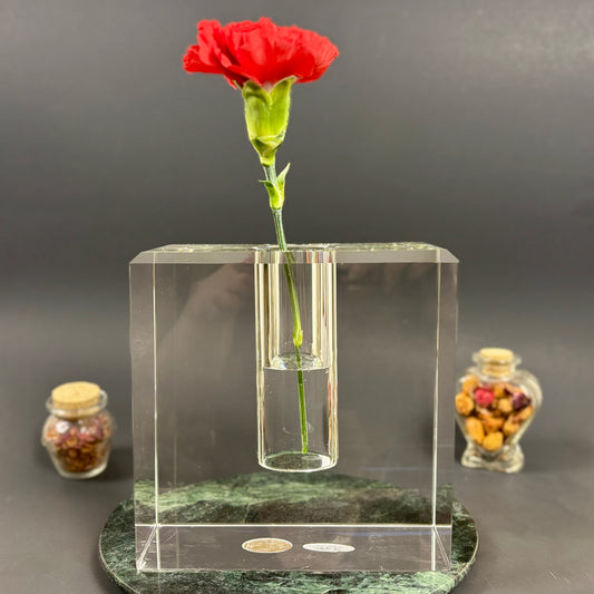 Vintage Heavy Crystal Bud Vase |⋆˙⟡ | Modernist Block Design