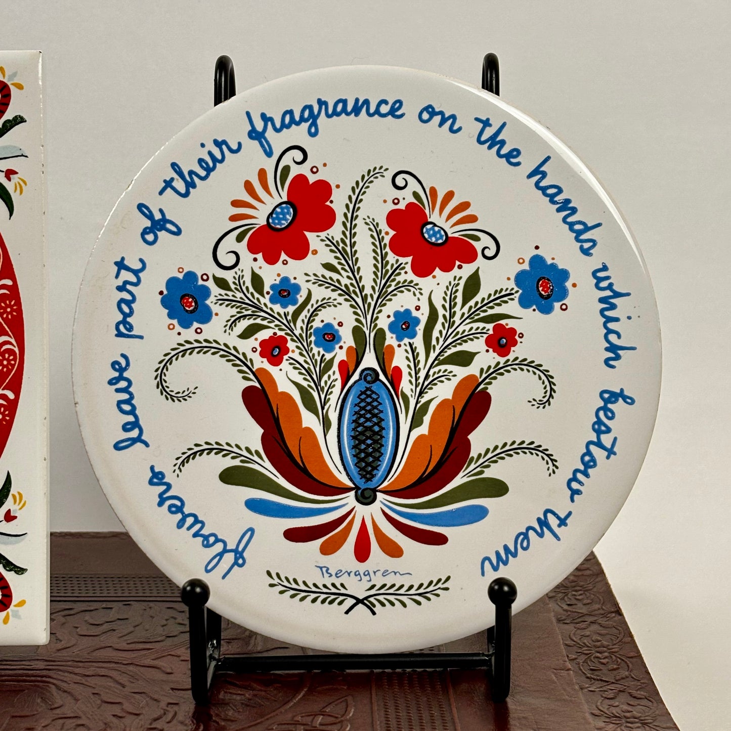 Vintage Berggren-Trayner Swedish Folk Art |⋆˙⟡ | Tile Wall Plaque, Set of 2