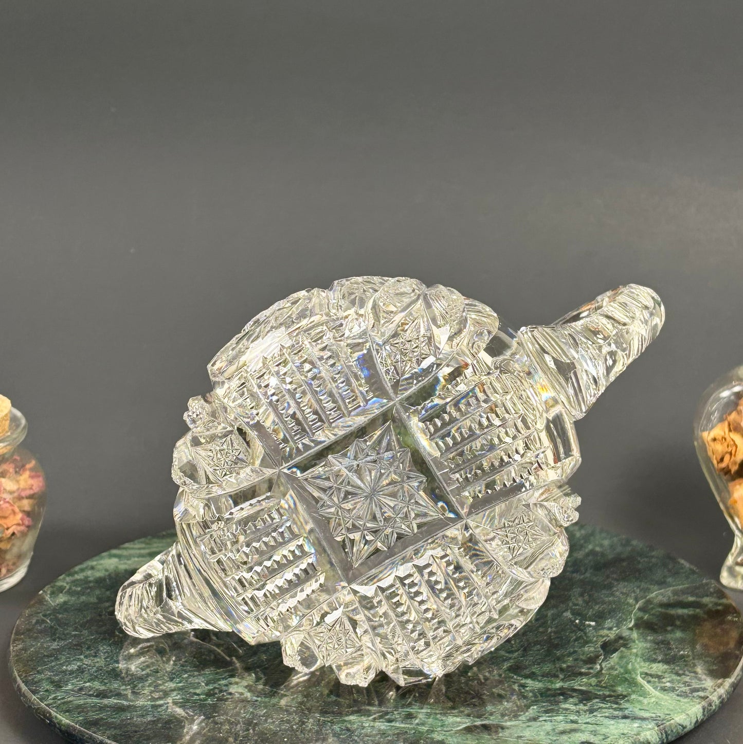 Vintage Cut Crystal Double Handle Bowl |⋆˙⟡| Starburst Design