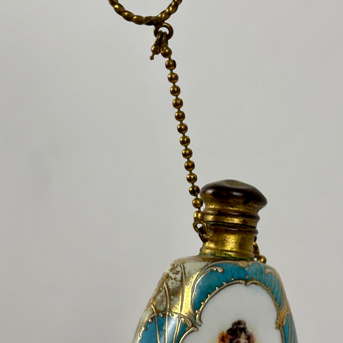 Antique Victorian Lady Portrait Porcelain Trinket Dish & Perfume Bottle Set |⋆˙⟡| Gold Gilt Vanity Decor