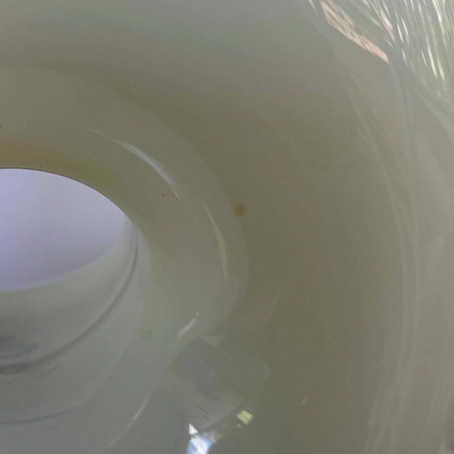 Large White Glass Donut Vase |⋆˙⟡ | Sculptural Hollow Center Art Glass Bowl