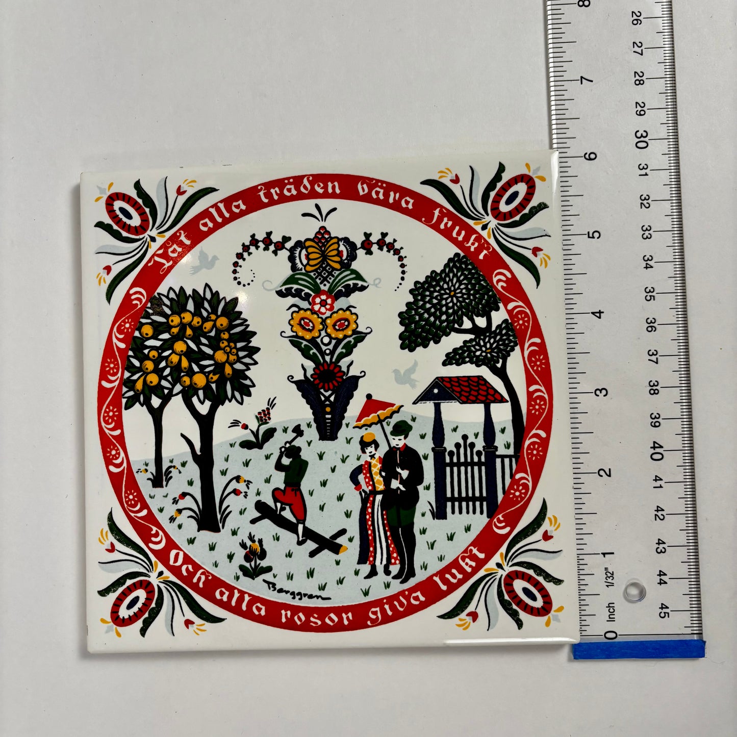 Vintage Berggren-Trayner Swedish Folk Art |⋆˙⟡ | Tile Wall Plaque, Set of 2