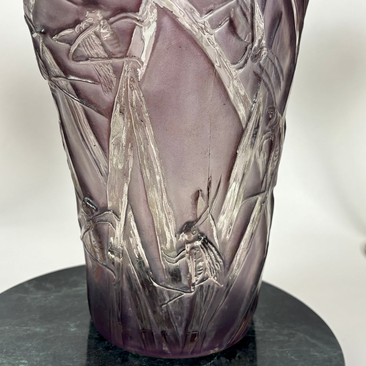 Phoenix Glass Co. “Katydid” Purple Flared Vintage Vase |⋆˙⟡| Grasshopper Art Glass, c. 1930s