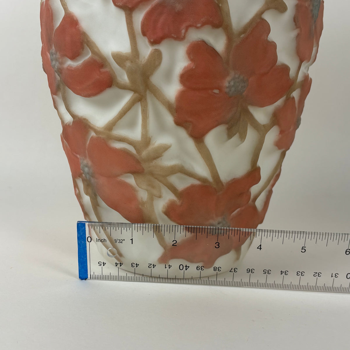 Antique 1920s Consolidated Glass Dogwood Vase |⋆˙⟡| Original Label, Coral Pink Martele Art Glass