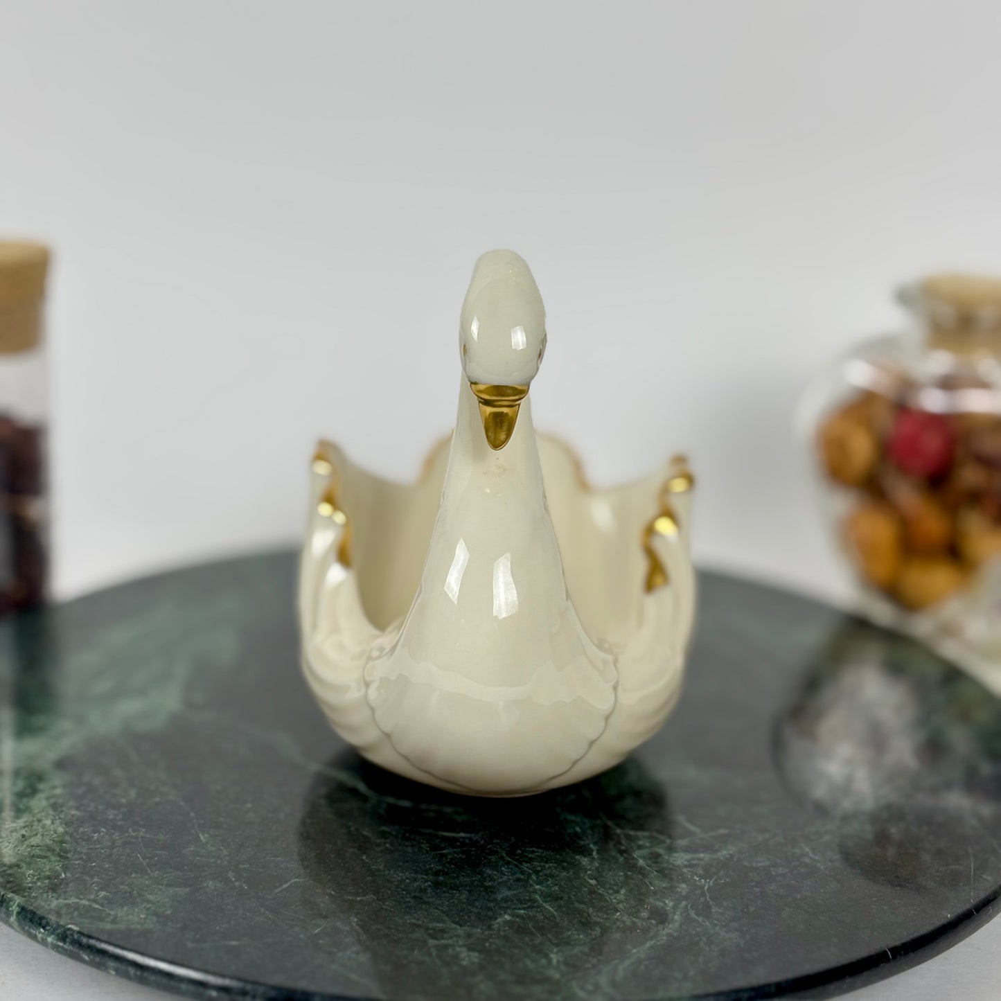 Vintage Lenox Ivory Swan Trinket Dish, Cake Topper, Gold Trim |⋆˙⟡| Made in USA