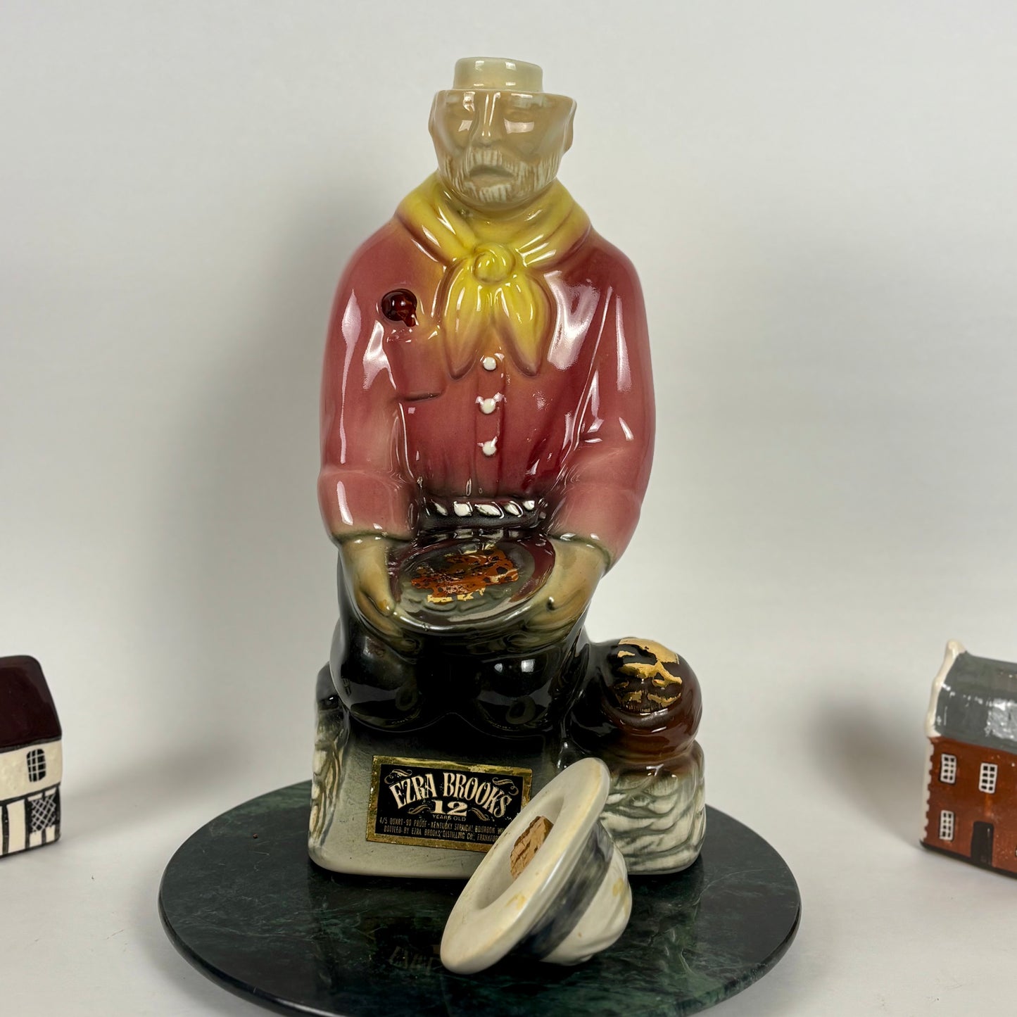 Vintage Ezra Brooks 12 Year Bourbon Gold Prospector |⋆˙⟡|Empty Ceramic Decanter w/ Stopper