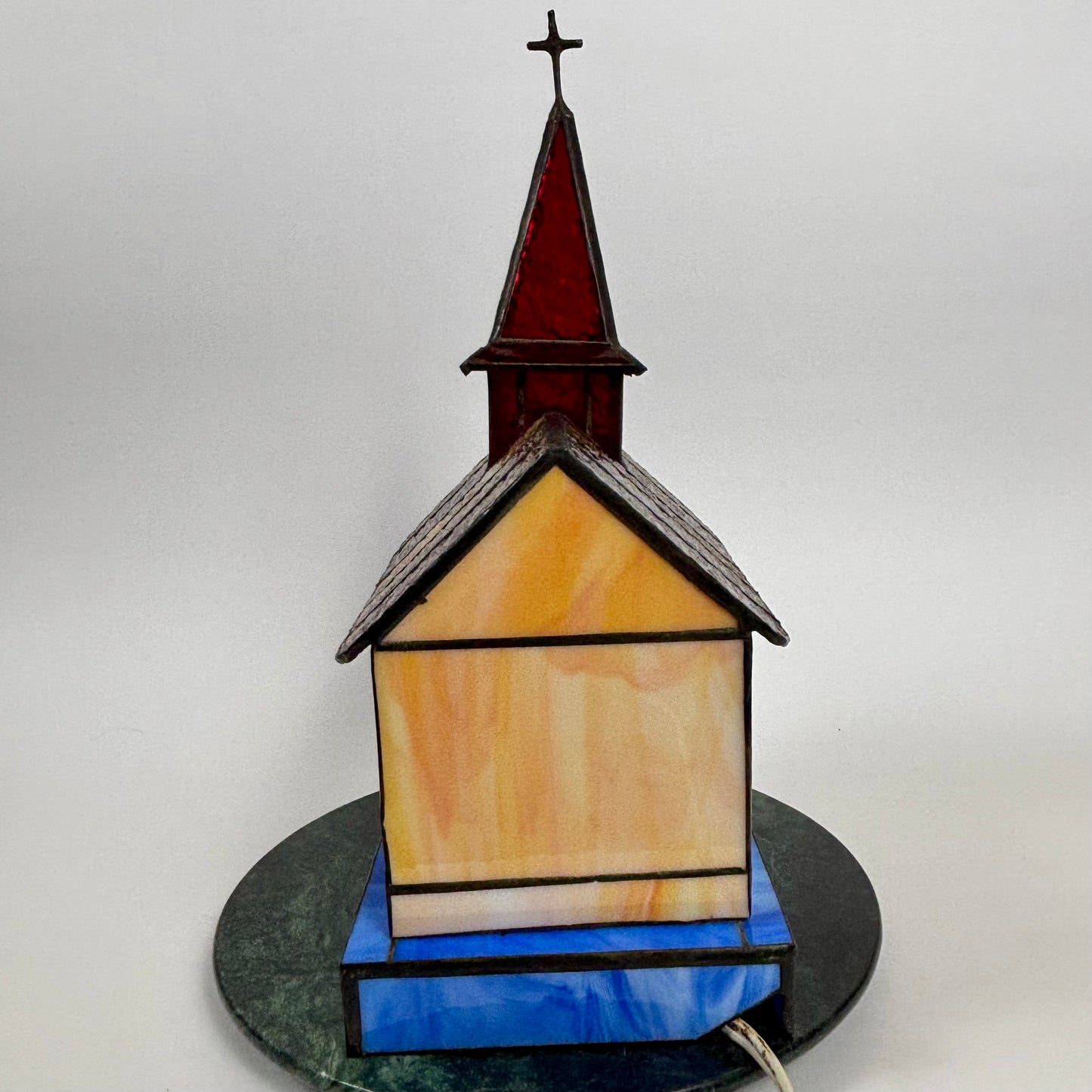Vintage Stained Glass Church Lamp |⋆˙⟡| with Clock