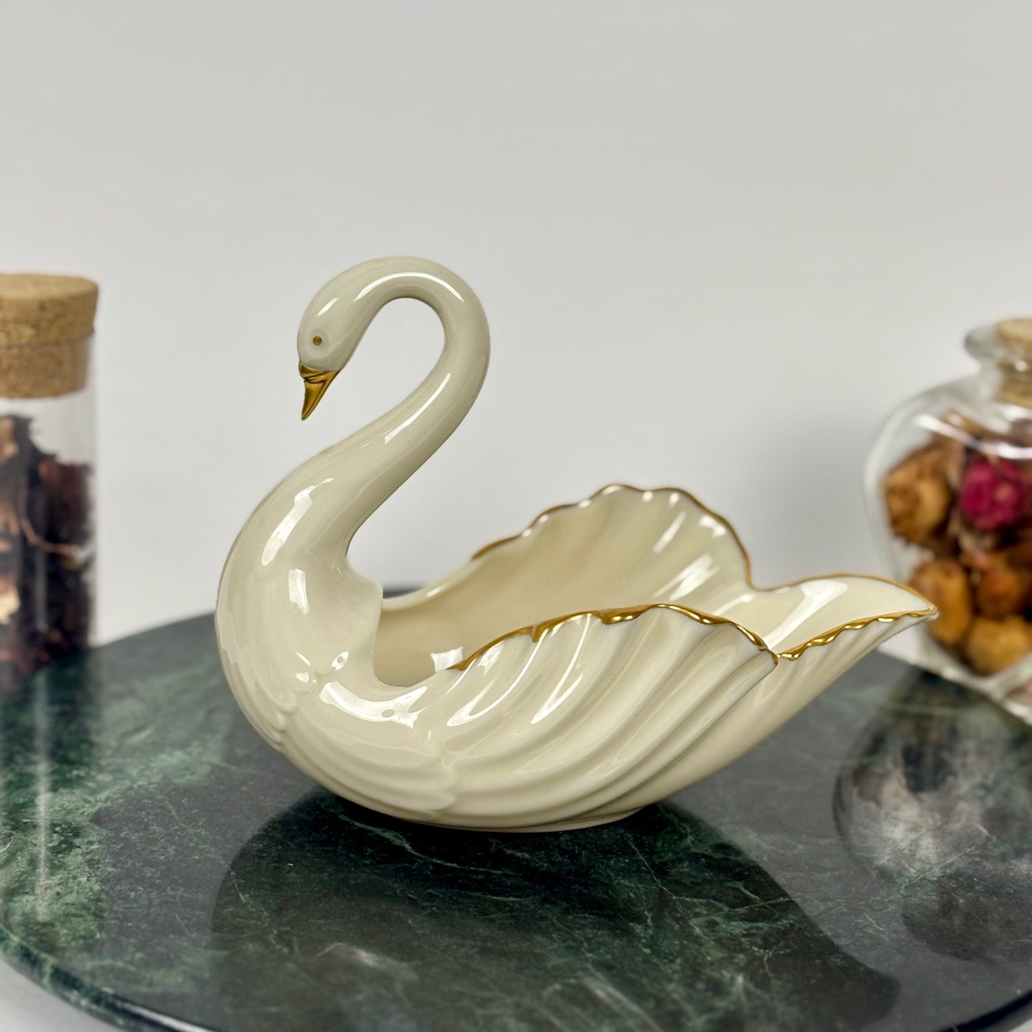 Vintage Lenox Ivory Swan Trinket Dish, Cake Topper, Gold Trim |⋆˙⟡| Made in USA