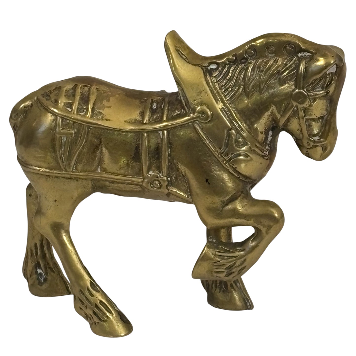 Vintage Solid Brass Horse Figurine ⋆˙⟡ Small Equestrian Statue / Mid Century Shelf Decor