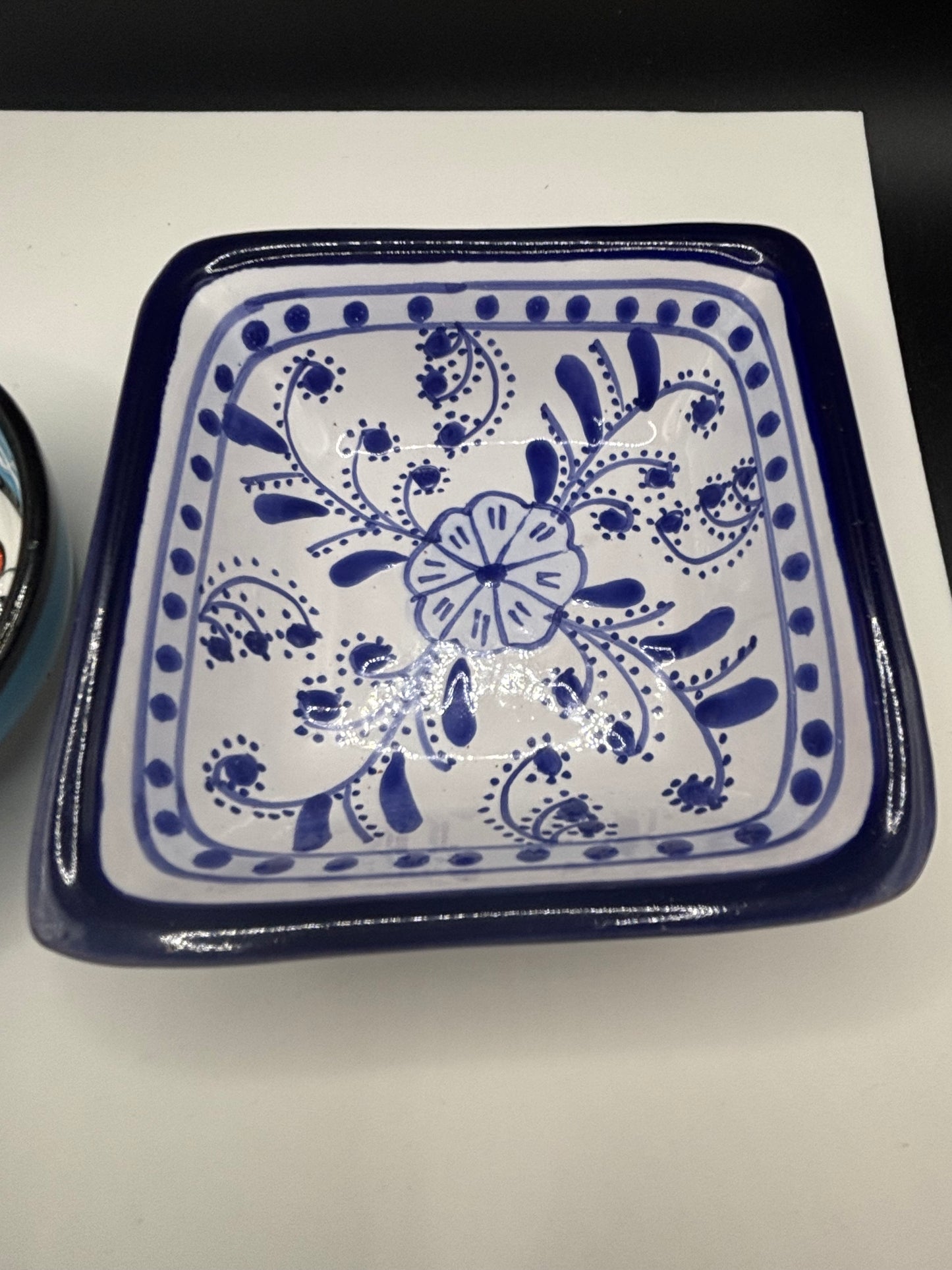 Hand Painted Tunisian Ceramic Dish + Small Decorative Bowl