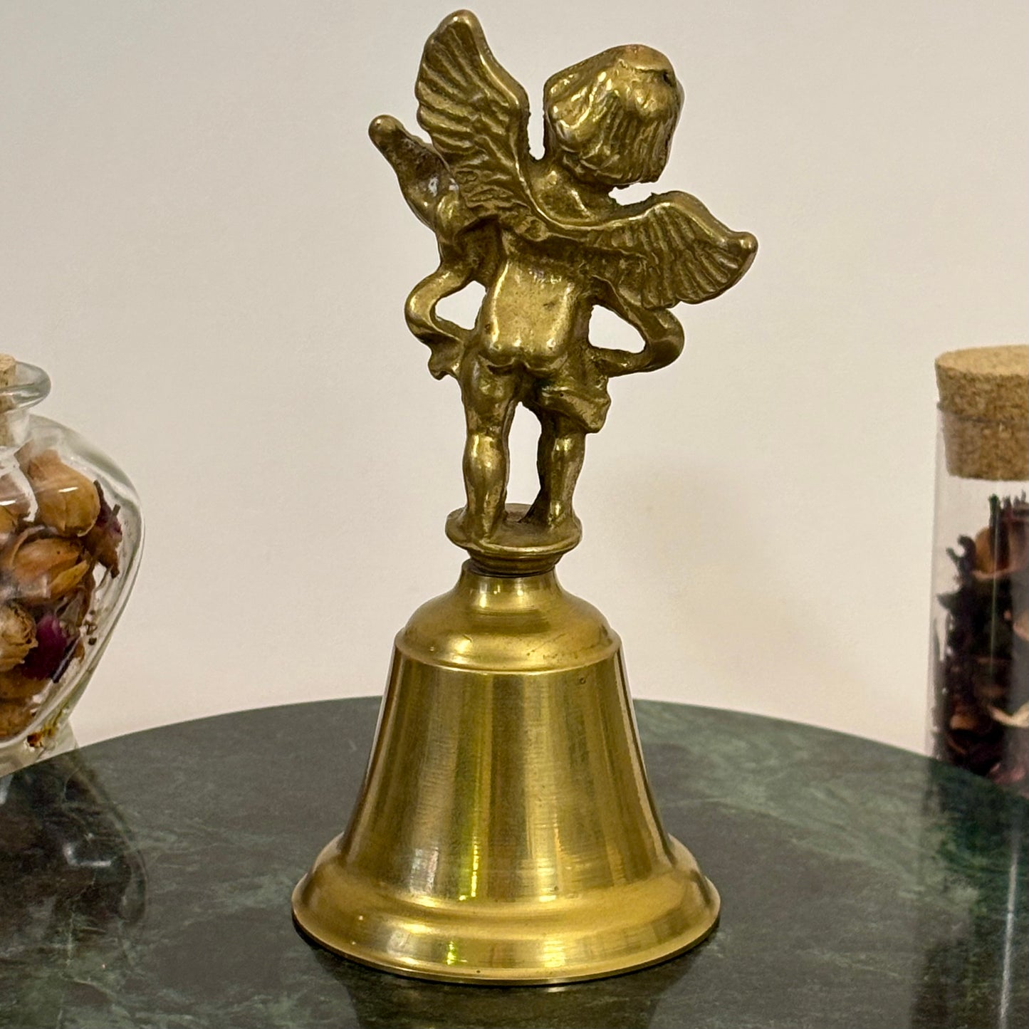 Vintage Brass Cherub Bell |⋆˙⟡ | Angel with Lute Hand Bell / Decorative Collectible