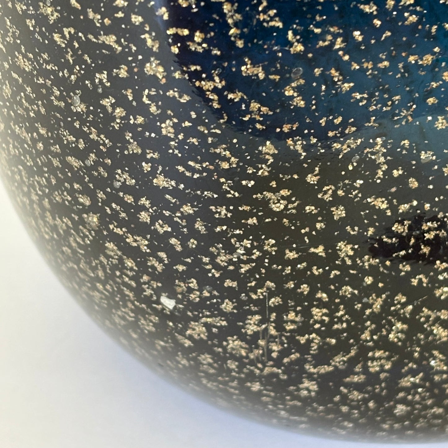 Vintage Hand-Blown Navy Blue & Gold Flake Glass Vase |⋆˙⟡ | Murano Style