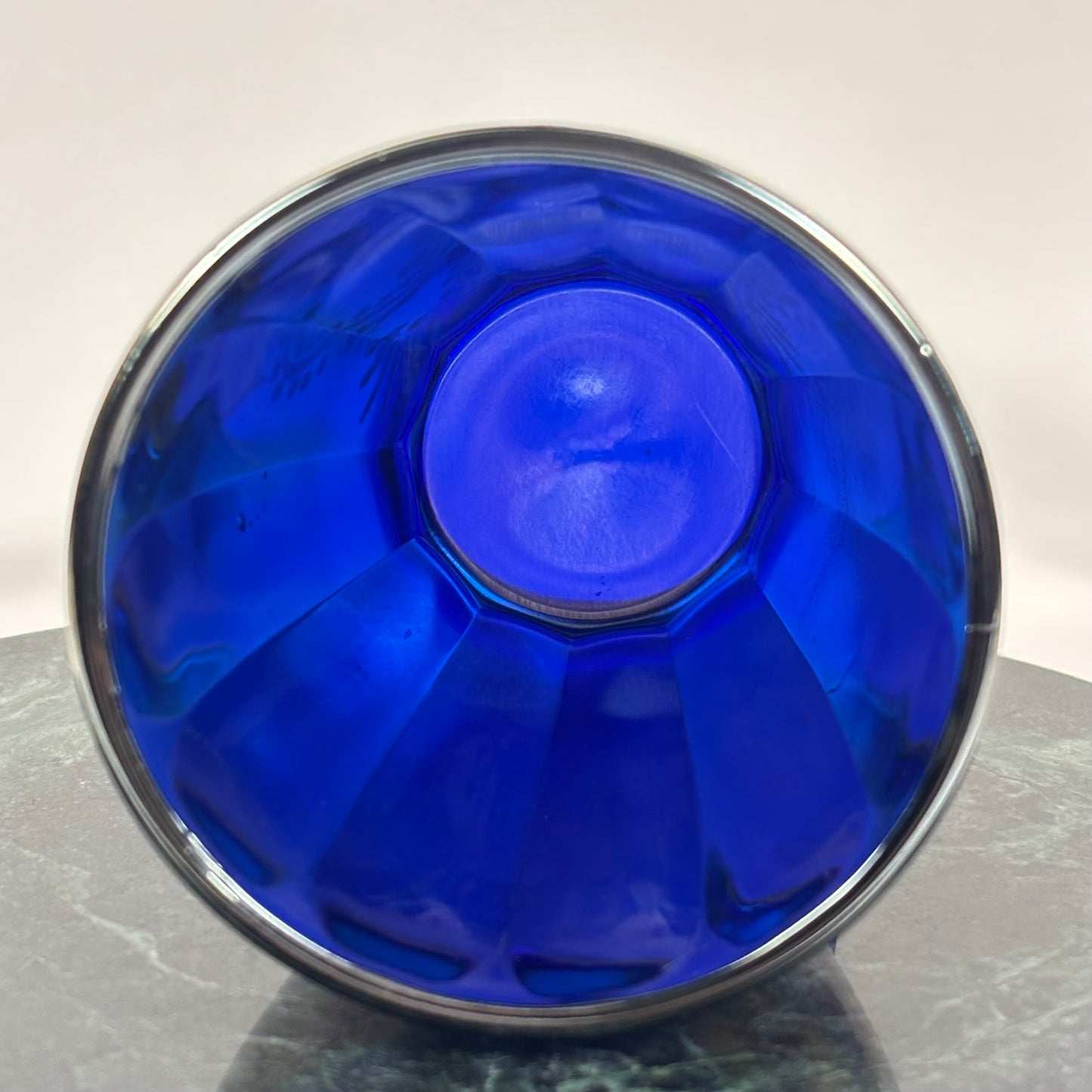 Antique Northwood Blue Carnival Glass Enameled Ground Cherries Tumbler |⋆˙⟡| c. 1910s