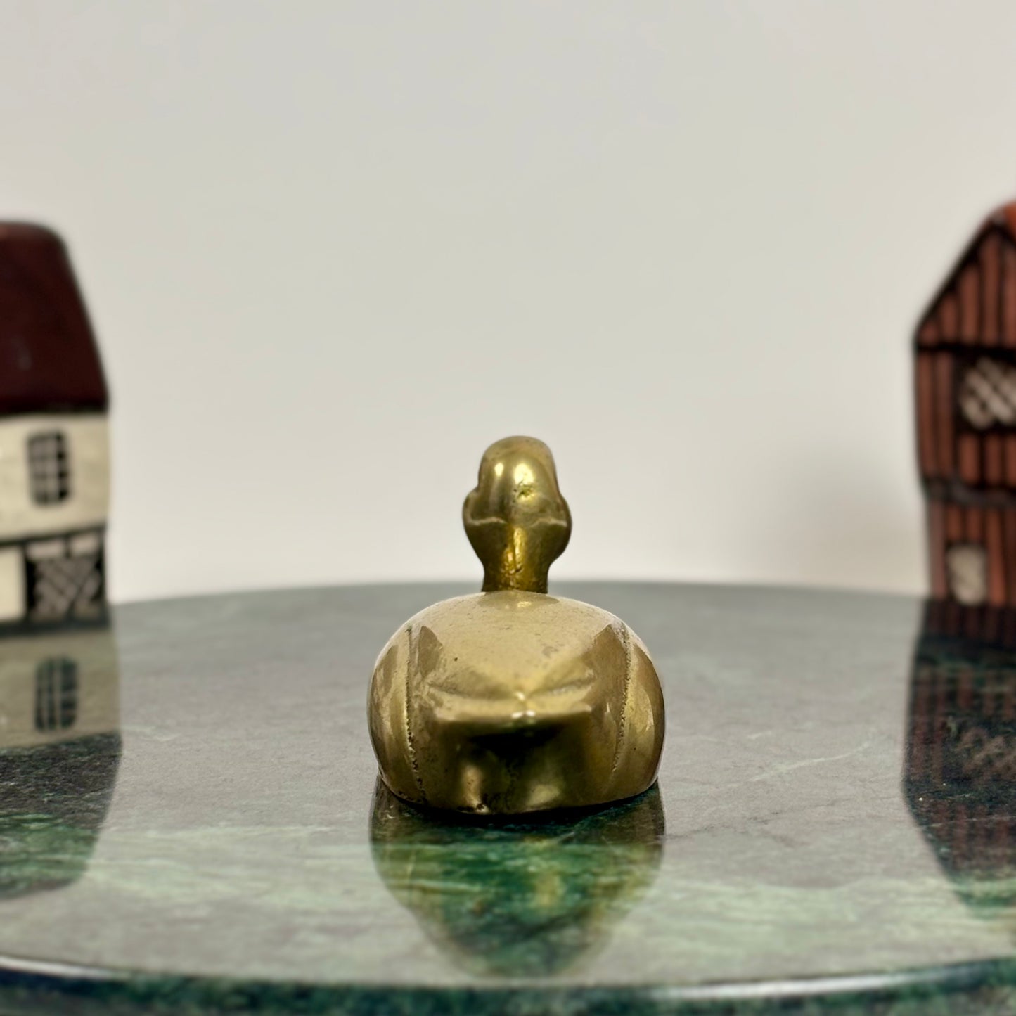 Vintage Brass Plated Duck Figurine ⋆˙⟡ Small Mid Century Duck / Brass Bird Shelf Decor