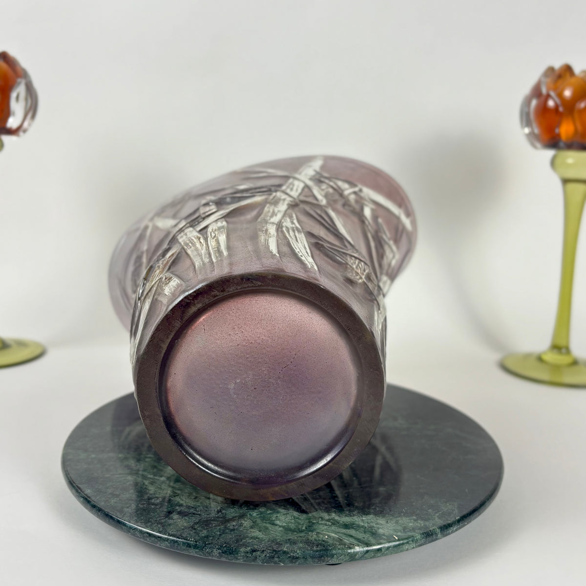 Phoenix Glass Co. “Katydid” Purple Flared Vintage Vase |⋆˙⟡| Grasshopper Art Glass, c. 1930s