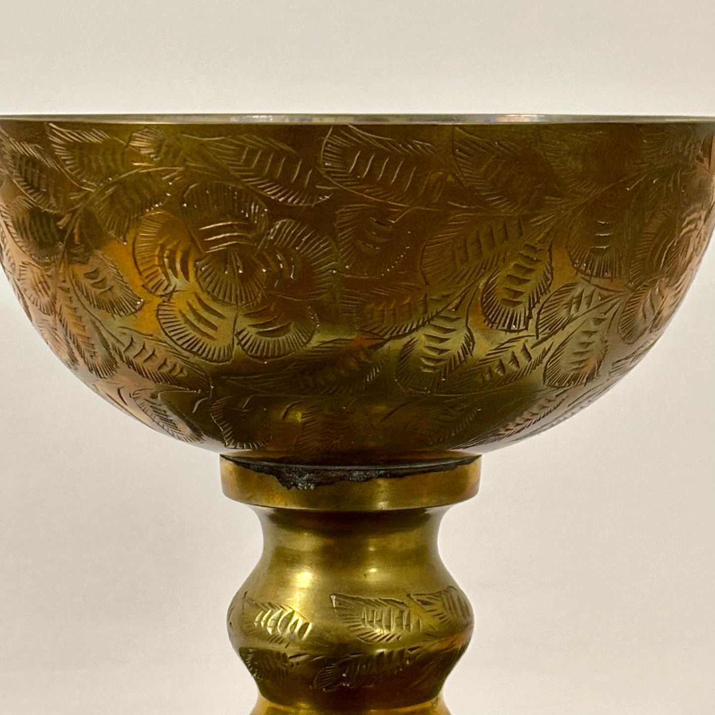 Vintage Sarna Brass Pedestal Bowl |⋆˙⟡ | Etched Brass Compote Dish – Made in India