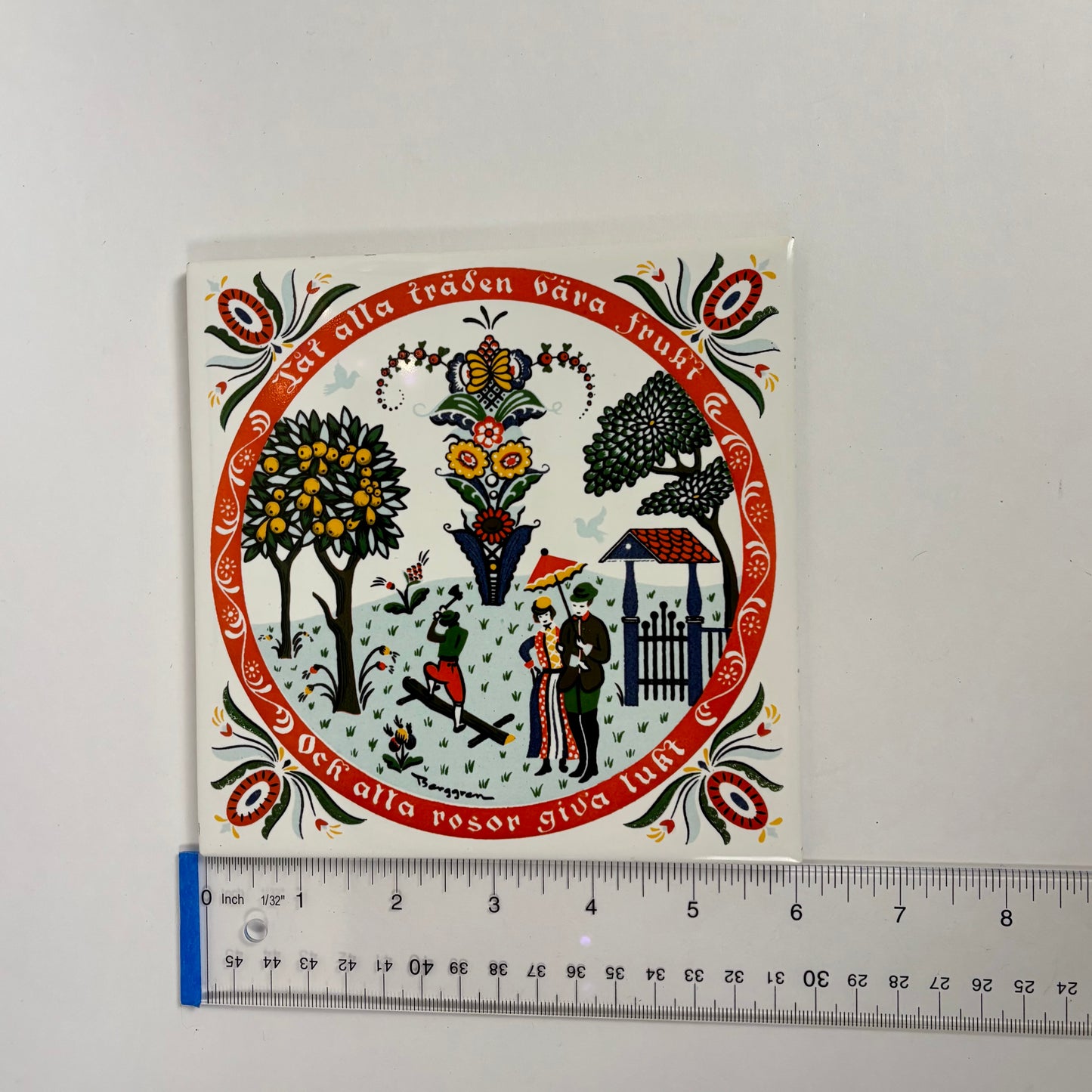 Vintage Berggren-Trayner Swedish Folk Art |⋆˙⟡ | Tile Wall Plaque, Set of 2