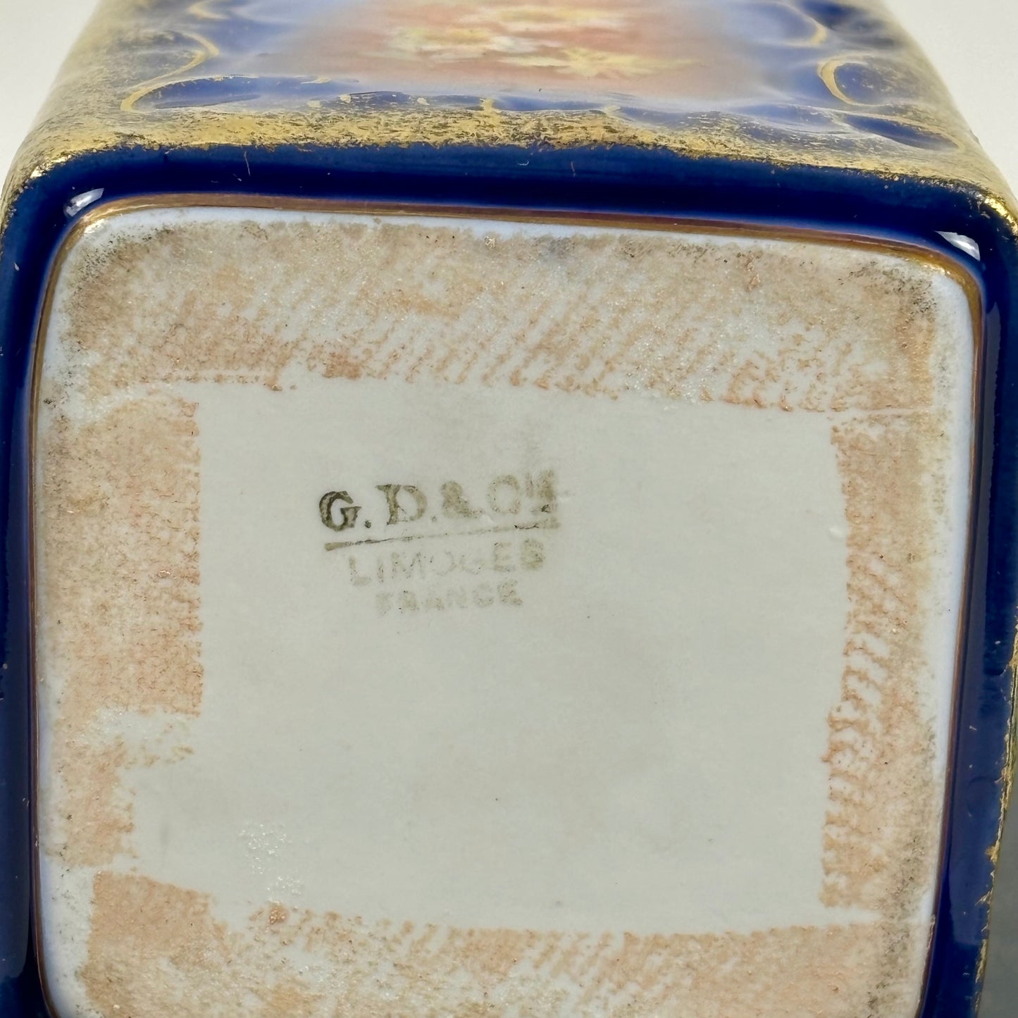 Antique G.D. & Cie Limoges France Vase |⋆˙⟡| Cobalt Blue & Gold Floral Vase