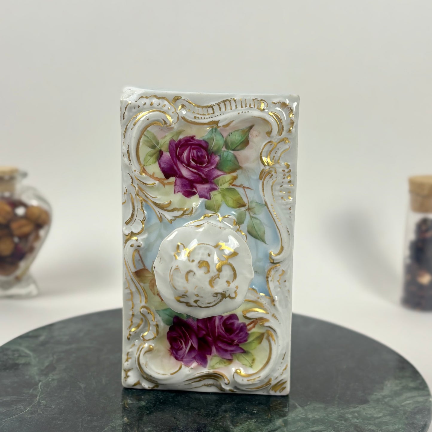 Vintage Porcelain Rose Paperweight |⋆˙⟡| with Gold Detail