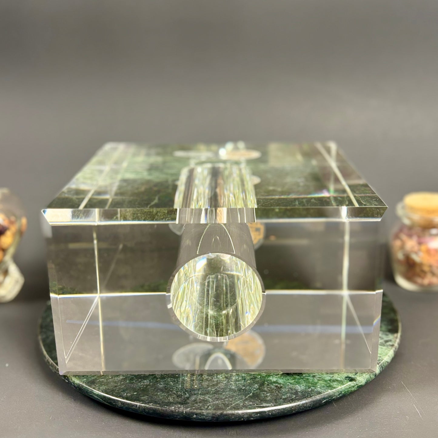 Vintage Heavy Crystal Bud Vase |⋆˙⟡ | Modernist Block Design