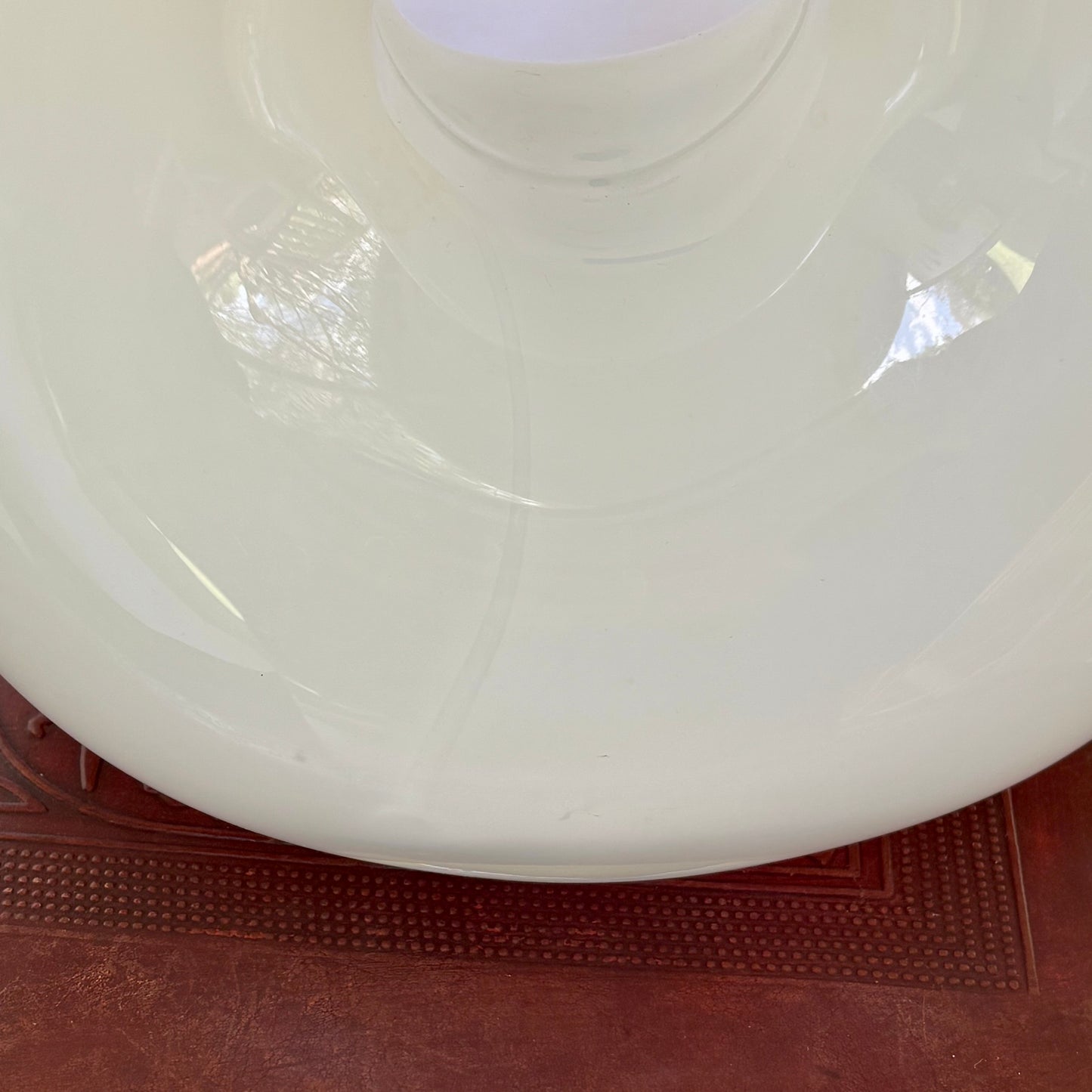 Large White Glass Donut Vase |⋆˙⟡ | Sculptural Hollow Center Art Glass Bowl