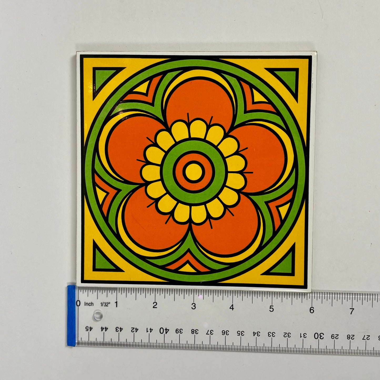 Vintage Mod Floral & Heart Tile Wall Art Set |⋆˙⟡ | Retro 70s Pop Art Ceramic Tiles, Set of 2