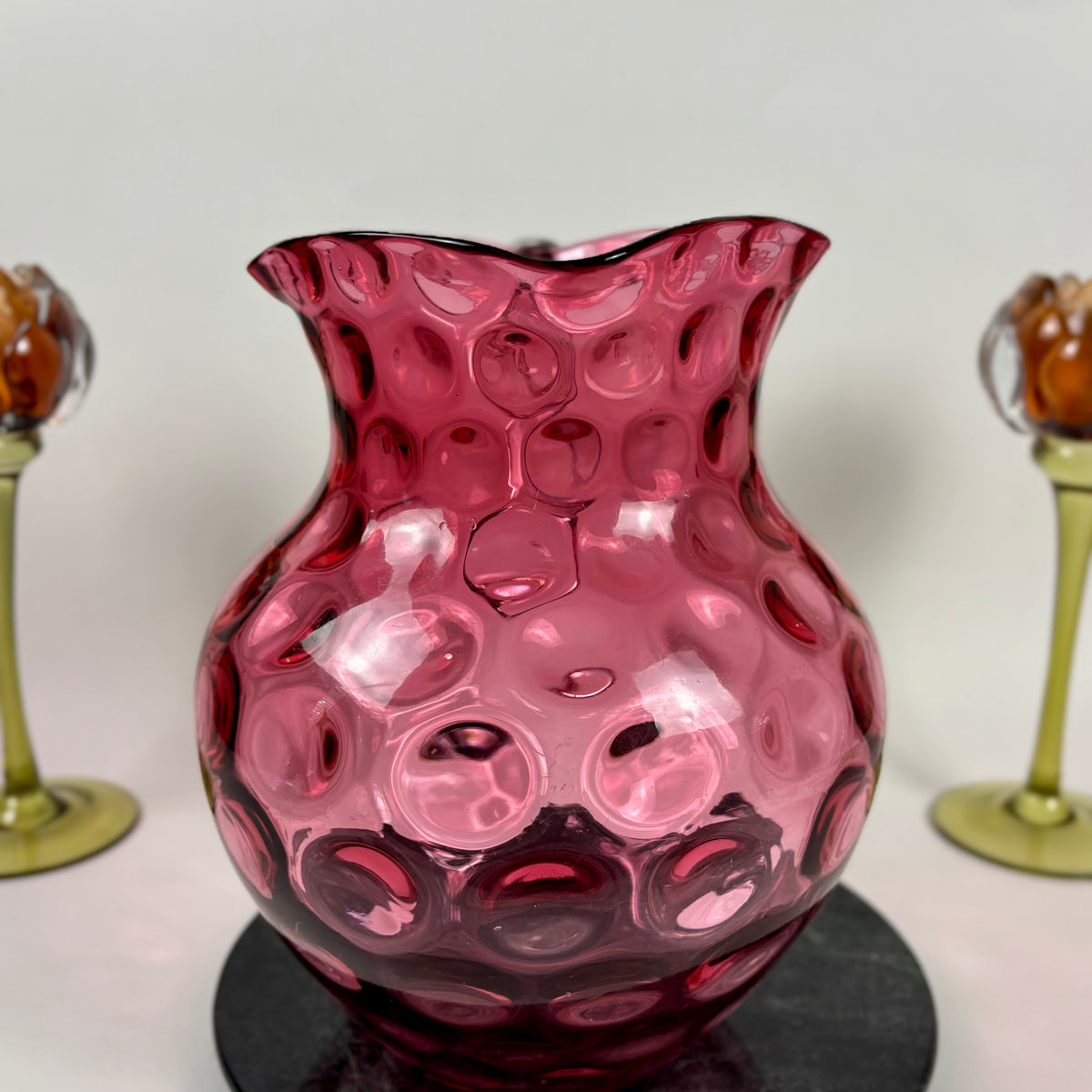 Antique Cranberry & Rubina Coin Dot, Spot Optic Glass |⋆˙⟡| Pitcher & Tumbler Set
